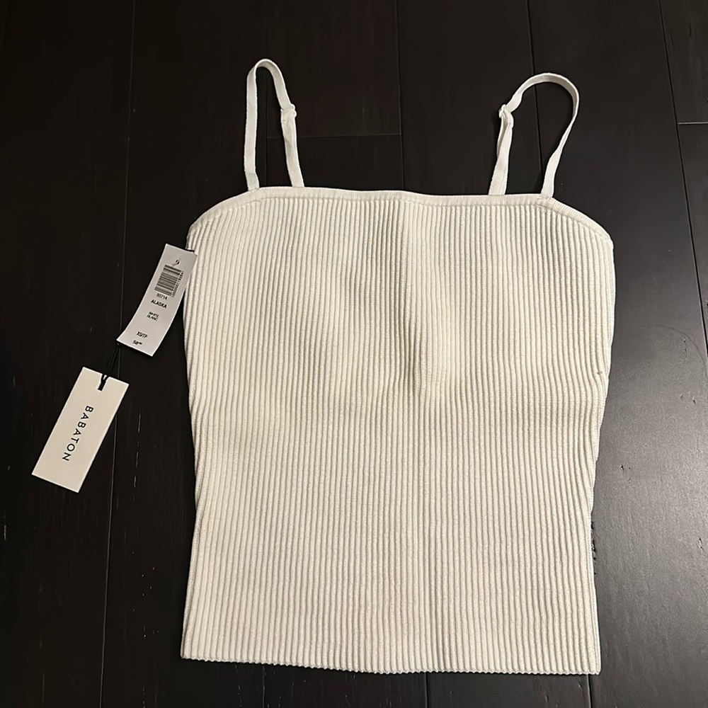 Aritzia babaton sculpt knit white cami